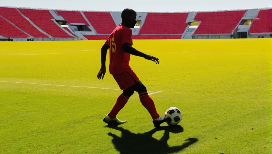 A silhouette of a soccer player