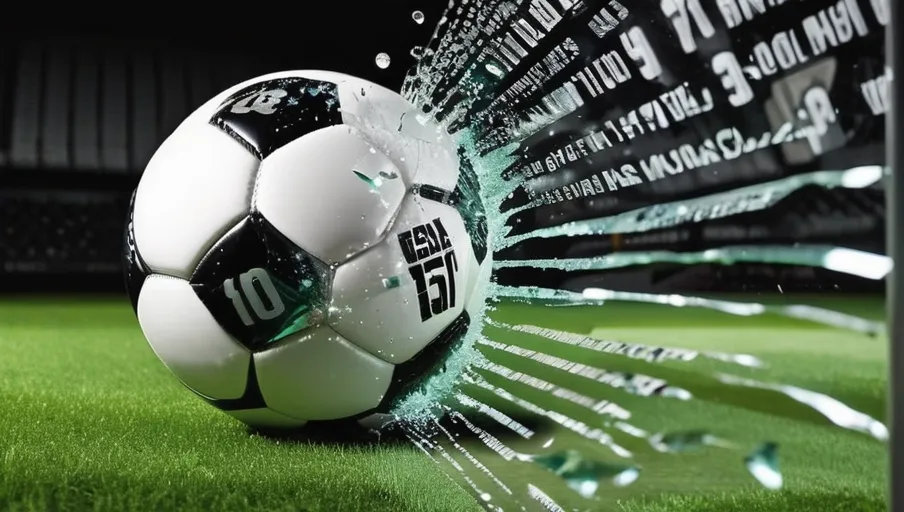 A soccer ball kicked with tremendous