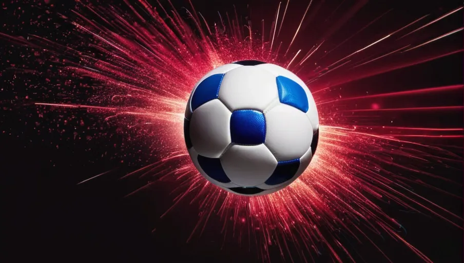 A soccer ball spinning in midair