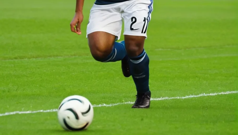 A soccer player quickly assessing the