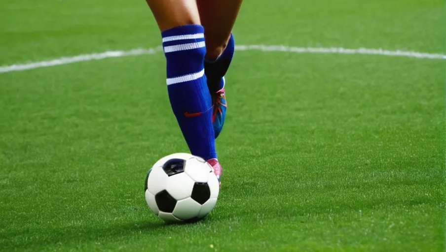 A woman wearing soccer cleats with
